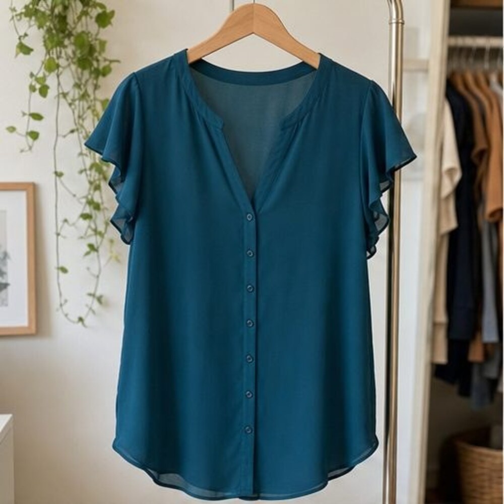 Teal Lace Trim Top